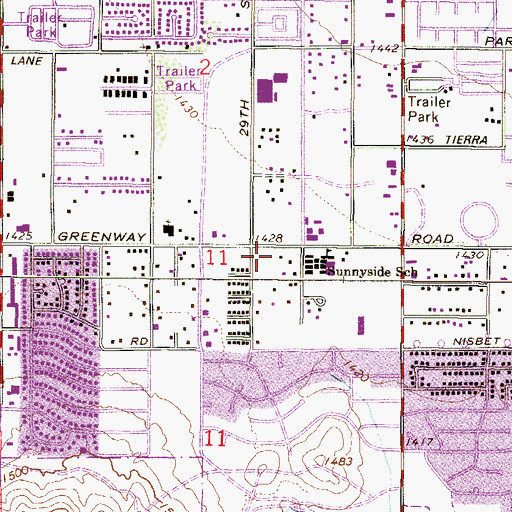 Topographic Map of Cactus Post Office, AZ