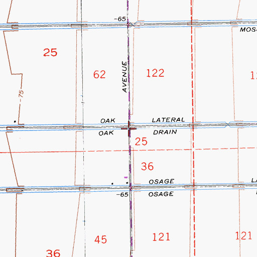 Topographic Map of Oak Drain, CA