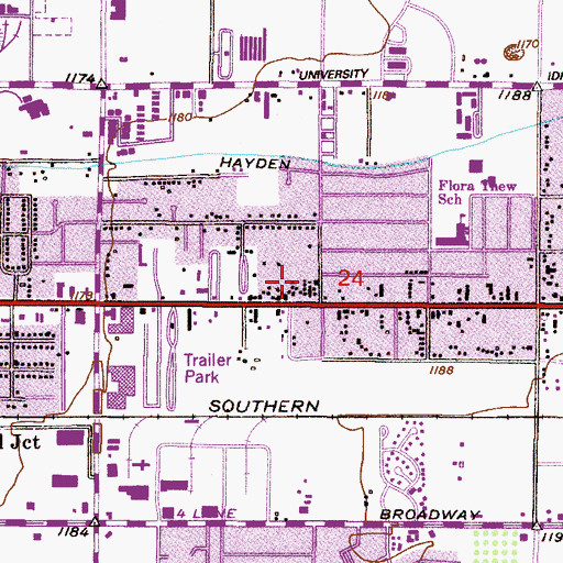 Topographic Map of Tempe Apache Station Post Office, AZ