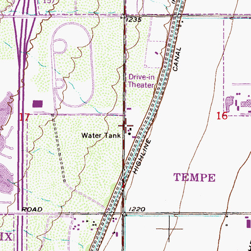 Topographic Map of Tempe South Station Post Office, AZ