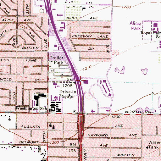 Topographic Map of Washington Post Office, AZ