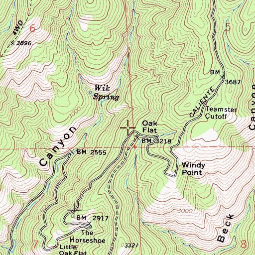 Topographic Map of Oak Flat, CA
