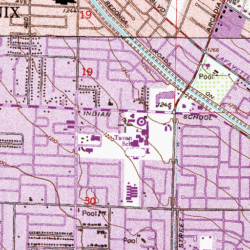 Topographic Map of Arcadia High School, AZ