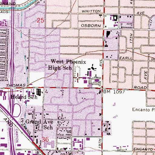 Topographic Map of Metro Tech High School, AZ