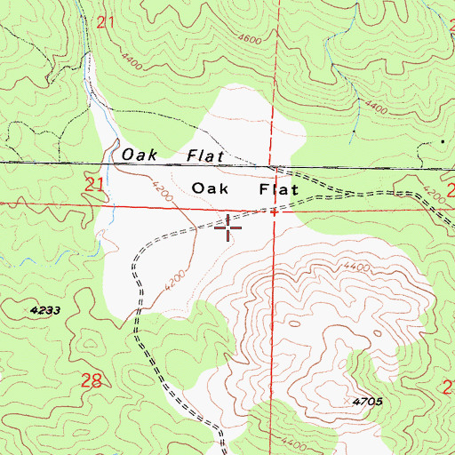 Topographic Map of Oak Flat, CA