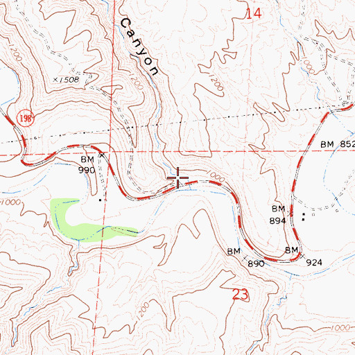 Topographic Map of Oak Flat Canyon, CA