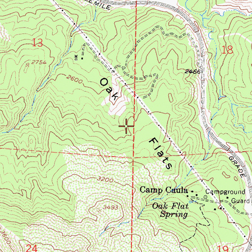 Topographic Map of Oak Flats, CA