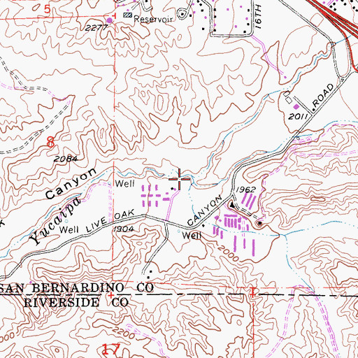 Topographic Map of Oak Glen Creek, CA