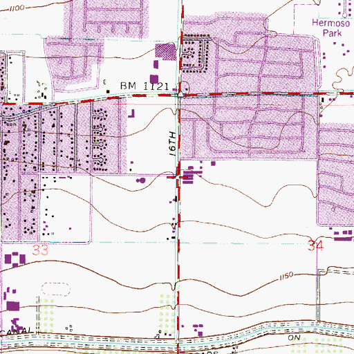 Topographic Map of Sierra Vista Elementary School, AZ