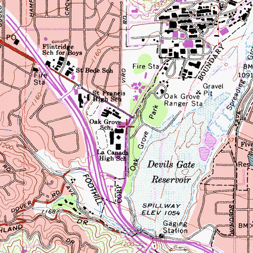 Topographic Map of Oak Grove Park, CA