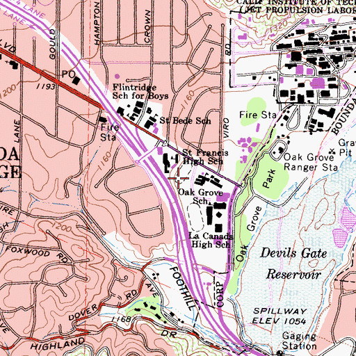 Topographic Map of Oak Grove School, CA