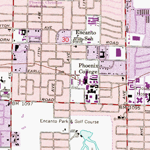 Topographic Map of Thomas Jefferson High School, AZ