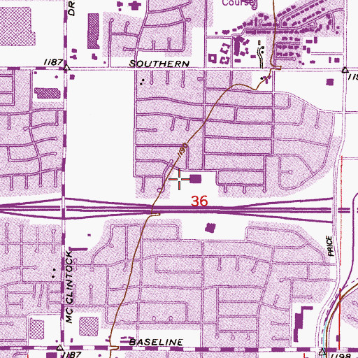 Topographic Map of Ward Traditional Academy, AZ