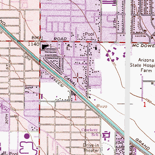 Topographic Map of Gateway School, AZ