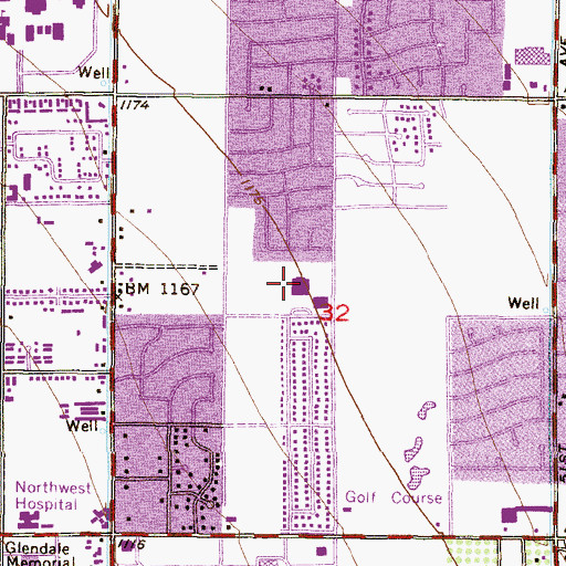 Topographic Map of Glendale American School, AZ