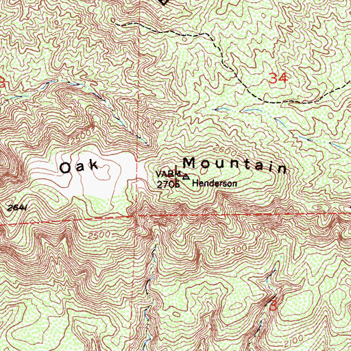 Topographic Map of Oak Mountain, CA