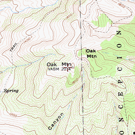 Topographic Map of Oak Mountain, CA