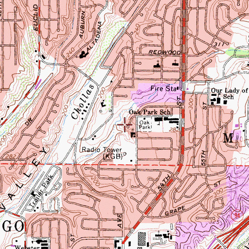 Topographic Map of Oak Park, CA