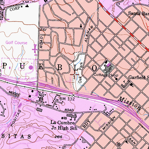 Topographic Map of Oak Park, CA
