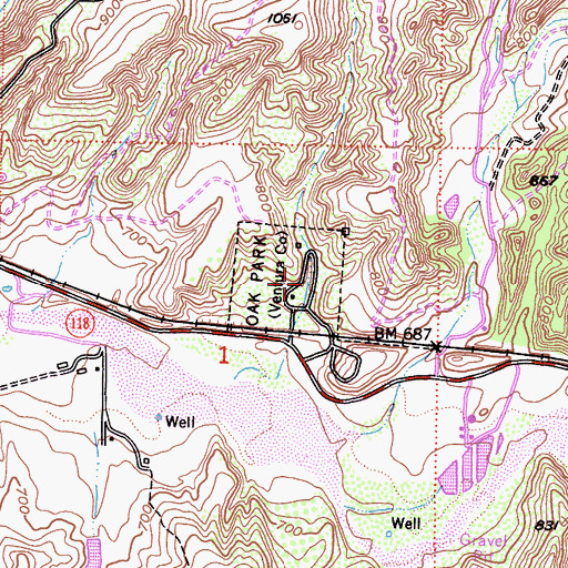 Topographic Map of Oak Park, CA