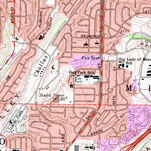 Topographic Map of Oak Park Elementary School, CA
