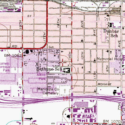 Topographic Map of Mary McLeod Bethune School, AZ