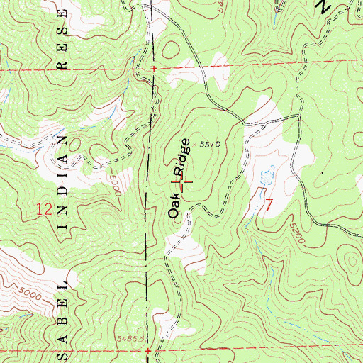 Topographic Map of Oak Ridge, CA