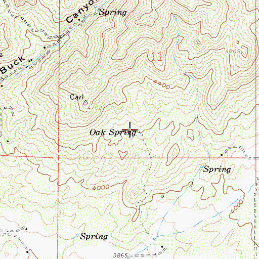 Topographic Map of Oak Spring, CA