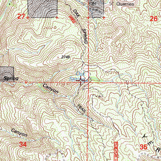 Topographic Map of Oak Spring, CA