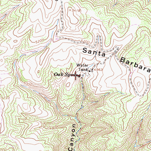 Topographic Map of Oak Spring, CA