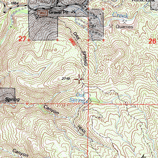 Topographic Map of Oak Spring Trail, CA
