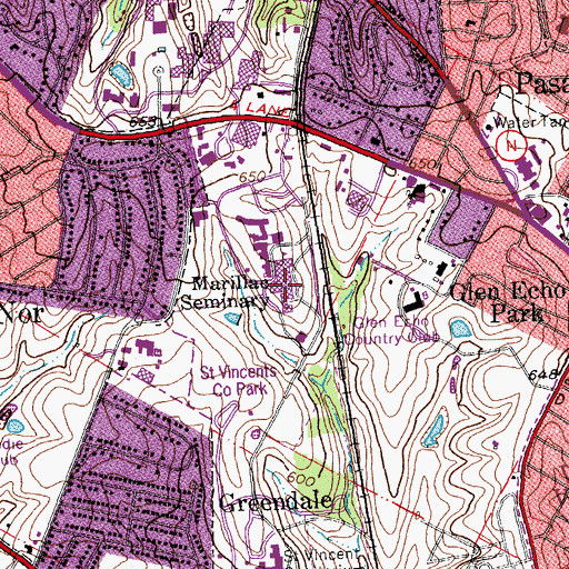 Topographic Map of Provincial House Honors College, MO