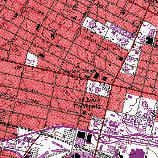 Topographic Map of Queens Daughters Hall, MO