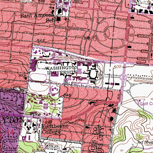 Topographic Map of Rebstock Hall, MO
