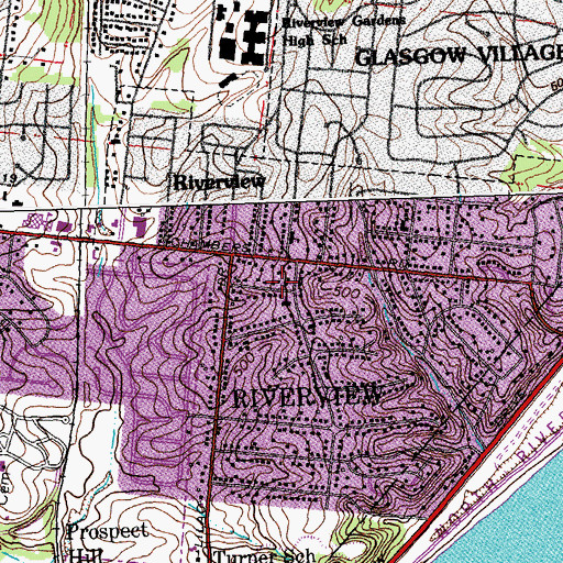 Topographic Map of Riverview Fire Protection District Station 1, MO