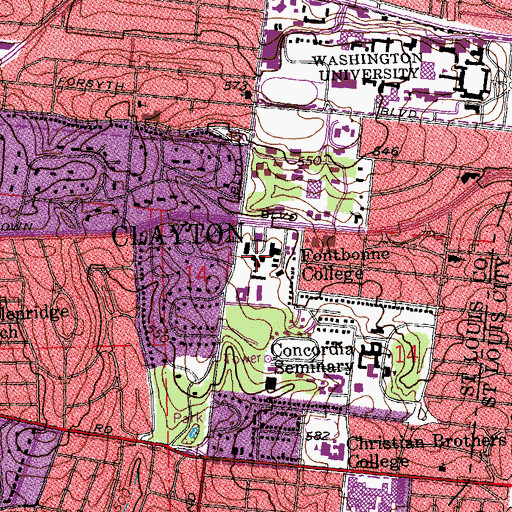 Topographic Map of Ryan Hall, MO