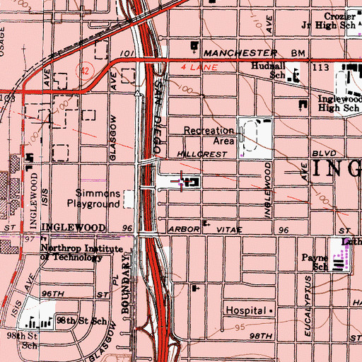 Topographic Map of Oak Street Elementary School, CA