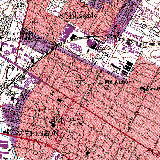 Topographic Map of Saint Augustine-Wellston Center, MO