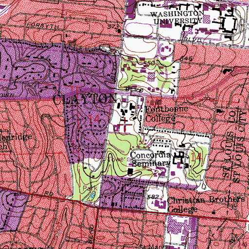 Topographic Map of Saint Josephs Hall, MO