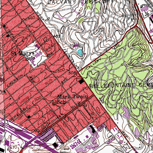 Topographic Map of Saint Louis Fire Department - Engine House 12, MO