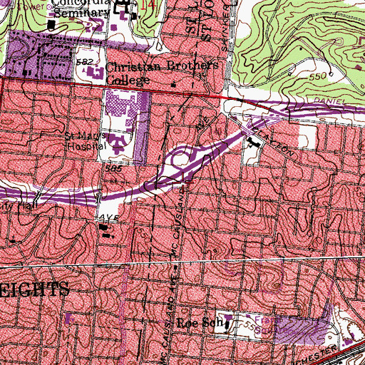 Topographic Map of Saint Louis Fire Department - Engine House 22, MO