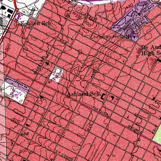 Topographic Map of Saint Louis Fire Department - Engine House 26, MO