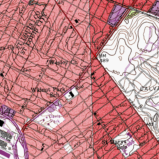 Topographic Map of Saint Louis Fire Department - Engine House 27, MO