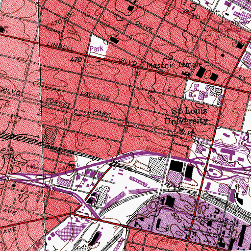 Topographic Map of Saint Louis Fire Department - Engine House 29, MO