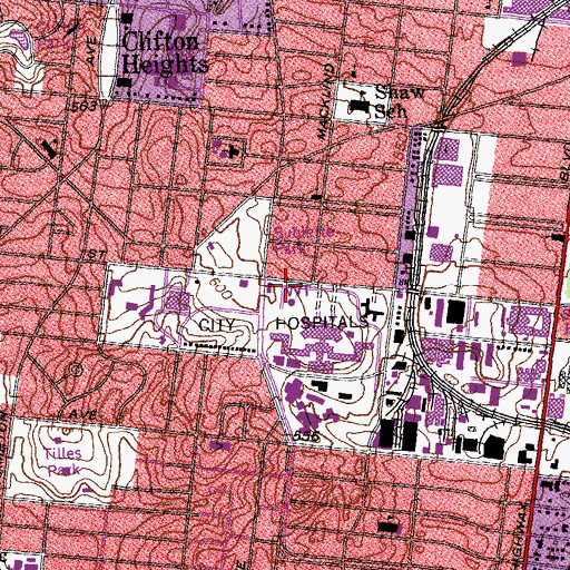 Topographic Map of Saint Louis City Engine House Number 35 Fire Station, MO