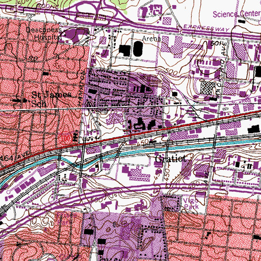 Topographic Map of Saint Louis Fire Department - Engine House 6, MO