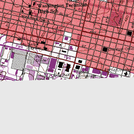 Topographic Map of Saint Louis City Hall, MO