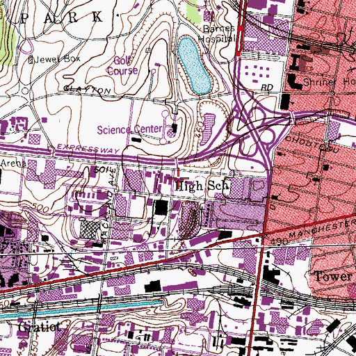 Topographic Map of Saint Louis Science Center, MO