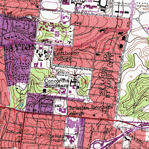 Topographic Map of Sieck Hall, MO