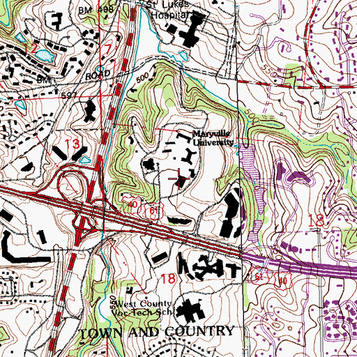 Topographic Map of Simon Athletic Center, MO
